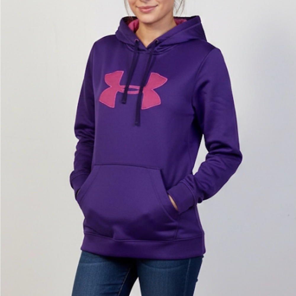 Under Armour Purple / Pink Logo Hoodie Size Medium